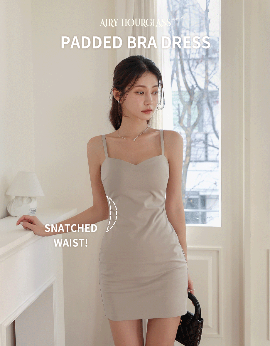 AIRY HOURGLASS Cooling Fabric Bodycon Spaghetti Strap Cami Mini Dress with Sweetheart Neckline